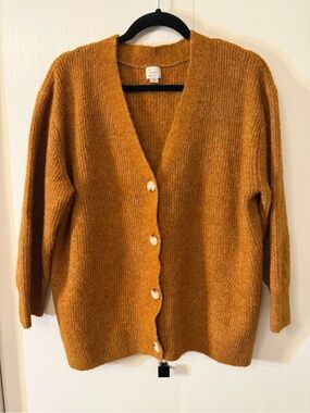 Cozy V-Neck Button Cardigan Sweater - Mustard
